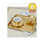 Abant 6 Adet Parlak Gold Kare Paslanmaz Çelik Kahve Servis Sunum Tepsi (21X21CM)