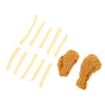 Abaodam 1 Takım Simülasyon Tavuk ve Patates Kızartması yemek örneği sahte patates kızartması oyuncak pvc tavuk kanadı modeli pvc patates kızartması modeli Gıda kızarmış tavuk kolye
