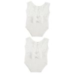 Abaodam 2 Adet Düz Renk Tulum Kız Elbise Yenidoğan Fotoğraf Kıyafetleri Kız Bodysuit Romper Tulum Kıyafetler Yenidoğan Fotoğraf Sahne Beyaz Yeni Doğan Bebek Kumaşa Sarılmış Dantel