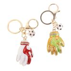 Abaodam 2 Adet Futbol Iyilik Anahtar Zincirleri Kaleci Eldivenleri Charms Anahtarlık Köpüklü Rhinestones Anahtarlık Metal Zanaat Kolye Çanta