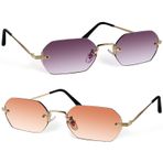 Abaodam 2 Adet Güneş gözlüğü gözlük ışık kadın altin sun_glasses sunglasses gozluk retro sekizgen erkek tonları metalik camlar yenilik Moda karıştırıcı küçük kutu Özlemek bilgisayar