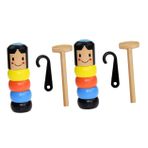 Abaodam 2 Takım Küçük Tahta Adamı Kıramam Ahşap Kukla Bebek Çocuklar Eğitici Oyuncak Küçük Vurma Aracı Yapı Taşları Oyuncak Matruşka Bebek Ahşap Daruma Bebek Bulmaca Okul Öncesi Çekiç