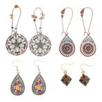 Abaodam 4 Çift Boho Küpe Bohem Küpe Kadın Etik Sallanan Küpe Bohem Saçak Küpe Püskül Damla Küpe Etnik Küpe Püskül Küpe Retro Sallanan Küpe Hawaii Küpe Gelin Halk Geleneği Ayarlamak Alaşım