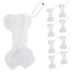 Abaodam 5 Adet Kemik Peluş Bebek Peluş Anahtarlık Kapaklı Madalyon Kemik Şekilli Pelüş Çanta Kolye Kemik Şekilli Çanta Uğuru Peluş Kemik Anahtarlık Kolye Peluş Kemik Anahtarlık Süs Beyaz