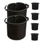 Abaodam 6 Adet 5 Dikim Kova Fide Torbası Çiçek dikim çantası ekim çantası galon dikim torbaları galon yetiştirme torbaları patates yetiştirme torbaları polyester Black