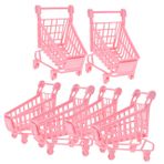 Abaodam 6 Adet Küçük Araba Katlanır Bebek Market Sepeti Oyuncağı Metal Sepet Numara Yapmak Mini Alışveriş Market Arabası Metal Araba Mini Marka Ütü Alışveriş Yapmak Yiyecek Pembe Panter