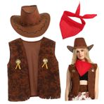 Abaodam Kot dans kostümleri yelek erkek çocuklar için kovboy kostümü cowboy aksesuarları Yaz partisi kıyafeti Batılı parti iyilikleri kadınlar için batı giyimi dokunmamış kumaş Brown