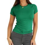 Abardsion 2024 Crewneck Raglan Kısa Kollu Fit Yeşil Kadın T-shirt