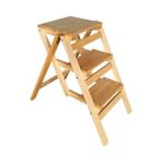 Abaş Ahşap Ahşap Merdiven Tabure Katlanır ( 3 Basamaklı Natural )