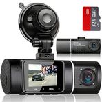 Abask J05 Dashcam Araba Çift 1080P Kızılötesi Gece Görüş Dash Cam 32GB SD Kart ile Ön İç, 310 ° Geniş Açı, Park İzleme ve Hareket Algılama ile Araç Kamerası, G-Sensör, Döngü Kayıt, Şarj Edilebilir Pil