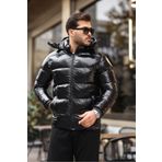abawax Erkek şişme parlak mont su ve rüzgar geçirmez ürün çıkılabilir kapşon