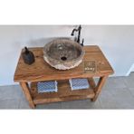 Abay Doğal Taş Dark Emperador Mermer Lavabo - Kahverengi