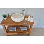 Abay Doğal Taş Muğla Beyaz Mermer Bombeli Lavabo