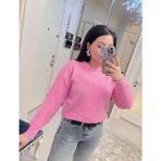 Abba1 Bayan Bisiklet Yaka Basic Triko Kazak Pembe - Standart