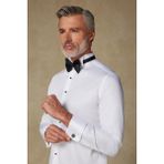 Abbate Ata Saten Pamuklu Slim Fit Beyaz Ata Yaka Erkek Düz Gömlek - 2XL