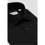 Abbate BB Club Oscar Poplin Pamuk Polyester Slim Fit Siyah Klasik Yaka Erkek Düz Gömlek