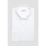 Abbate BB Club Oscar Twill Pamuklu Slim Fit Beyaz Klasik Yaka Erkek Düz Gömlek
