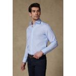 Abbate Donatello Non Iron Poplin Pamuklu Slim Fit Açık Mavi Klasik Yaka Erkek Çizgili Gömlek - Acık Mavi - XL