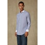 Abbate Grant Non Iron Twill Pamuklu Slim Fit Lacivert Klasik Yaka Erkek Çizgili Gömlek - 2XL