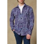 Abbate Legend Örme Kumaş Viskon Karışımlı Overshirt Fit Mürdüm Klasik Yaka Erkek Desenli Gömlek Ceket - 2XL