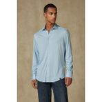 Abbate Lorenzo Jersey Viskon Karışımlı Comfort Fit Mavi Klasik Yaka Erkek Düz Gömlek - XL