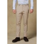Abbate Prime Chino Poplin Stretch Pamuk Karışımlı Modern Fit Bej Erkek Düz Pantolon