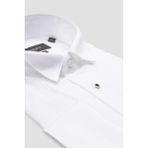 Abbate Reale Saten Pamuklu Slim Fit Beyaz Ata Yaka Erkek Düz Gömlek - 2XL