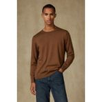Abbate Salvano Örme %100 Yün Modern Fit Kahverengi Bisiklet Yaka Erkek Düz Triko - XL