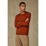 Abbate Salvano Örme %100 Yün Modern Fit Kiremit Bisiklet Yaka Erkek Düz Triko - 2XL