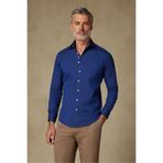 Abbate Sartoria Poplin Stretch Pamuk Karışımlı Slim Fit Lacivert İtalyan Yaka Erkek Düz Gömlek