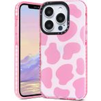Abbery iPhone 14 Pro için kılıf, pembe inek desenli, inek lekeleri, şeffaf baskı, yumuşak, şeffaf, tasarımlı, silikon, darbeye dayanıklı, kauçuk, sevimli koruyucu kılıf, çizilmeye karşı dayanıklı,