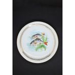Abbetc Fransız Veritable Balıklı Antika Porselen Servis Tabağı 24 cm - Beyaz - Yeşil