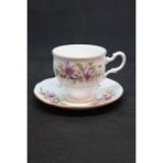 Abbetc Royal Kent Bone China Çiçekli Duble Kahve Fincanı 130 ml - Pembe - Yeşil - 1 Adet