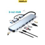 Abbruch Type-c+Usb 8in2 Çevirici Dönüştürücü Hub Sd/Usb 2.0-3.0/Aux/Typec 8 Port Usb Port