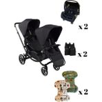 Abc Design Zoom2 Coal Travel Set - Özel Seri Ikiz Bebek Arabası Siyah Ana Kucaklı Seyahat Seti