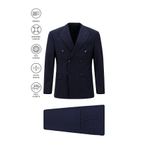 Abdullah Kiğılı 6 Drop Regular Fit Standart Kesim Flex Suit Yünlü Kareli Kruvaze Çantalı Takım Elbise