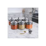 abenim 6 Adet Gri Kapaklı Kendinden Kaşıklı Baharatlık seti - 290 ml - Cam Kavanoz