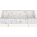 Abento 30X18 cm Mermer Ayaklı Dekoratif Tepsi Skulptürel Tasarım - Beyaz