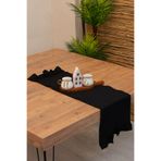 abidehanım Ahbej | Siyah Naturel Keten Çift Fırfırlı Runner 40 x 110