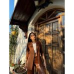 Abiye Merkezi Dökümlü Slim Fit Kruvaze Blazer Ceket 3236 Acı Kahve - Acı Kahverengi