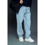 Abluka Online Erkek Baggy Fit Dikiş Detaylı Jean Pantolon Açık Mavi - 33