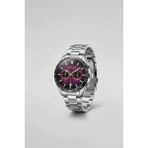 Abluka Online Erkek Çelik Kordon Tachymeter Analog Kol Saati Gümüş / Bordo - Standart