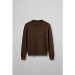 Abluka Online Erkek Desenli Oversize Triko Kazak Kahverengi - XL