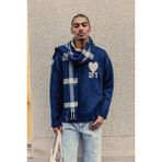 Abluka Online Erkek Desenli Oversize Triko Kazak Lacivert - XL
