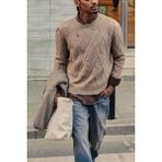 Abluka Online Erkek Oversize Desenli Triko Kazak Taş - M