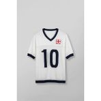 Abluka Online Erkek Oversize Futbol V Yaka Triko Forma T-Shirt Ekru - XL