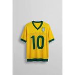 Abluka Online Erkek Oversize Futbol V Yaka Triko Forma T-Shirt Sarı