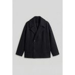 Abluka Online Erkek Oversize Kruvaze Kaban Siyah %40 Pamuk %40 Polyester %20 Akrilik Kalın Düğmeli Casual