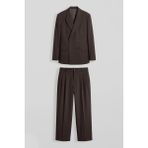 Abluka Online Erkek Oversize Kruvaze Modern Takım Elbise Kahverengi - Dropsuz - XL