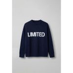 Abluka Online Erkek Oversize Limited Kabartma Baskılı Triko Kazak Lacivert